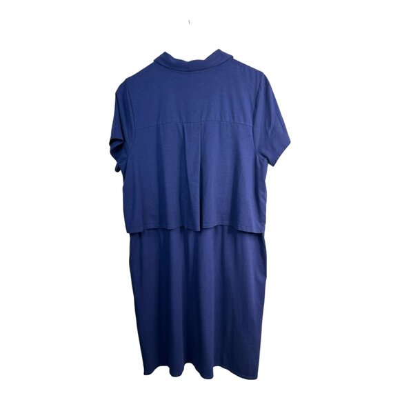 J.Jill Layered Back  Midi T-Shirt Women’s Dress Button Down Size L Purple Casual - Picture 2 of 7